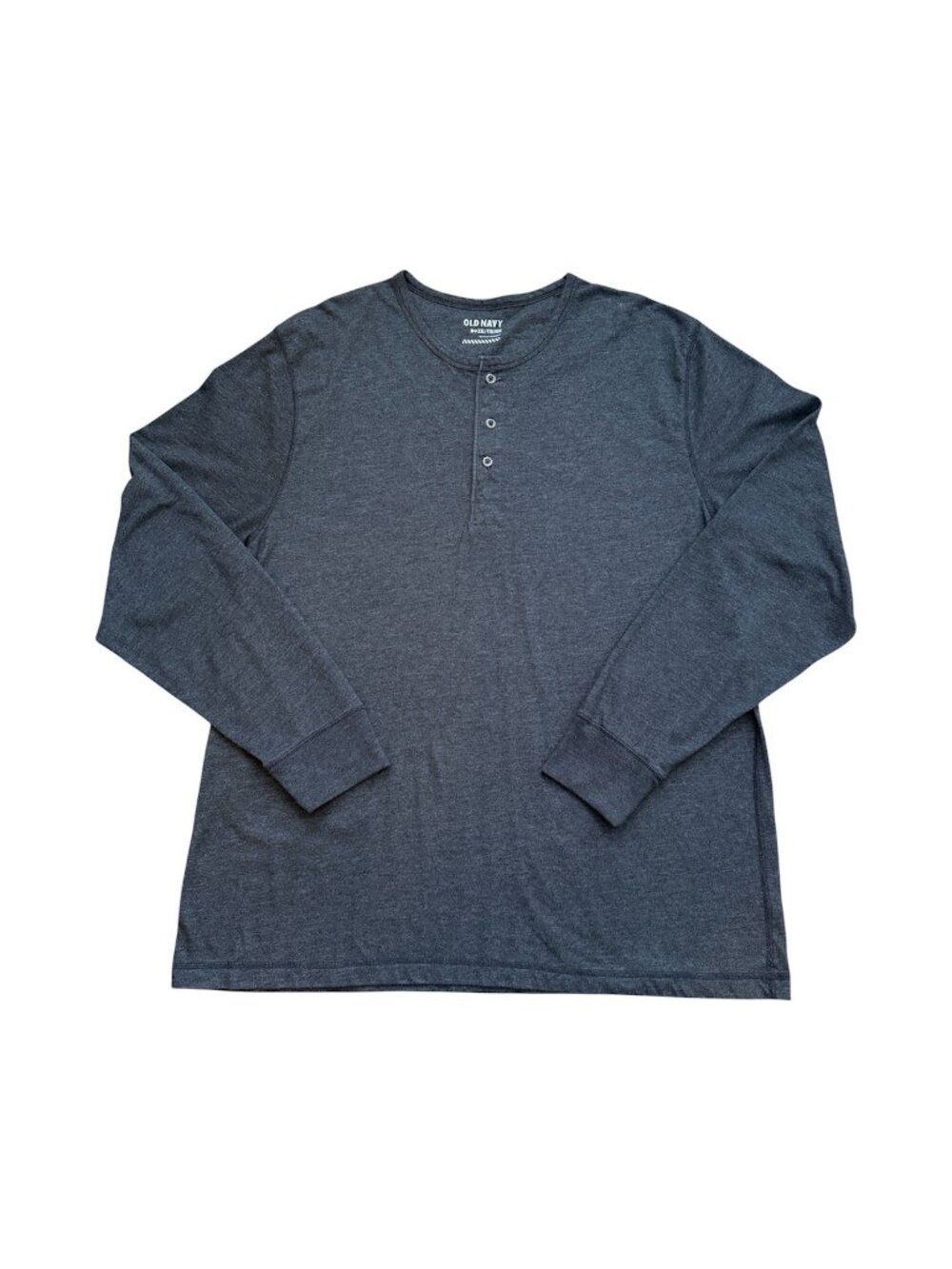 Mens Henley Shirt Old Navy Charcoal Gray Long Sleeve XXL Cotton Blend